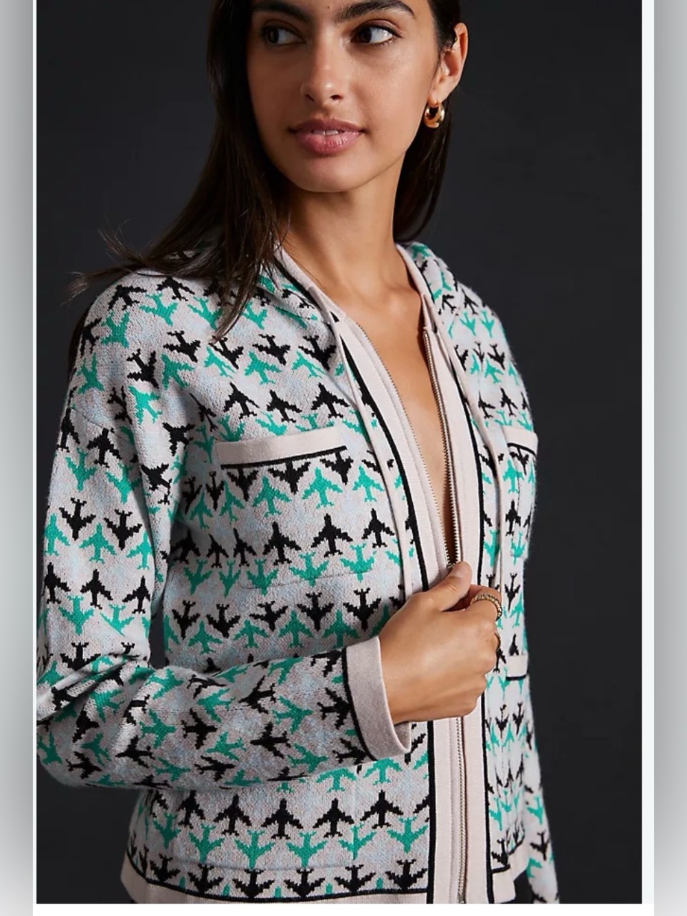 Anthropologie Maeve Harriet Zipper Cardigan - Airplanes ✈️